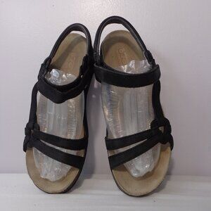 Teva Women's Crossover Leather Straps Low Wedge Sandals Black Size 7.5